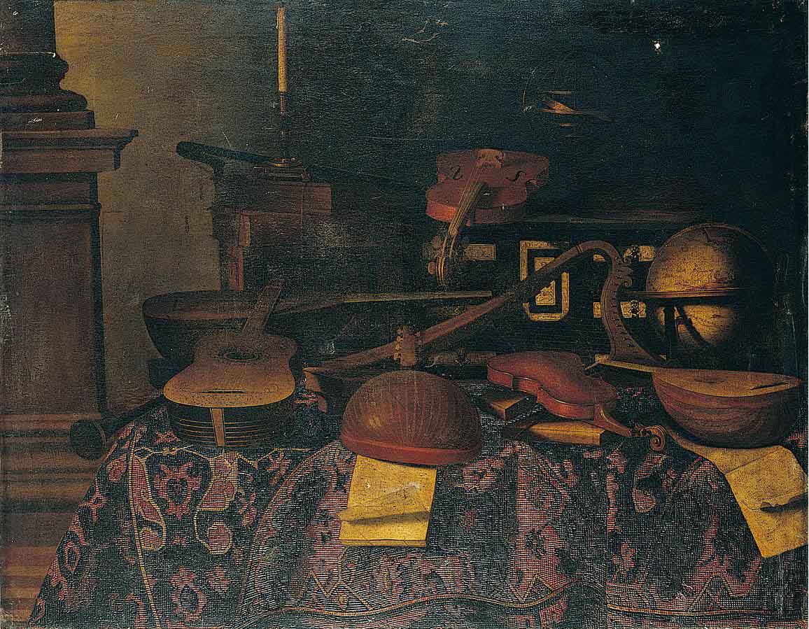 A still life of musical instruments with lutes